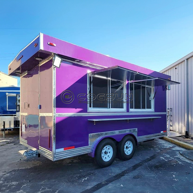 Hot Dog Vending Cart - รถขายอาหารเคลื่อนที่ COGSUN รถพ่วงขายอาหารบาร์บีคิวกลางแจ้งสุดหรู พร้อมอุปกรณ์ครัวครบครัน