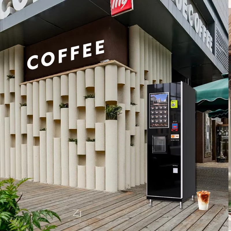 Vending Machine Qr Code - เครื่องขายกาแฟอัตโนมัติเต็มรูปแบบ พร้อมหน้าจอสัมผัสขนาด 21.5 นิ้ว รองรับการชำระเงินด้วยบัตรและรหัส QR